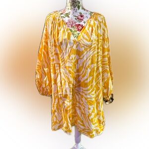 NWT! H&M Vibrant Yellow Zebra Print Oversized Shirtdress!